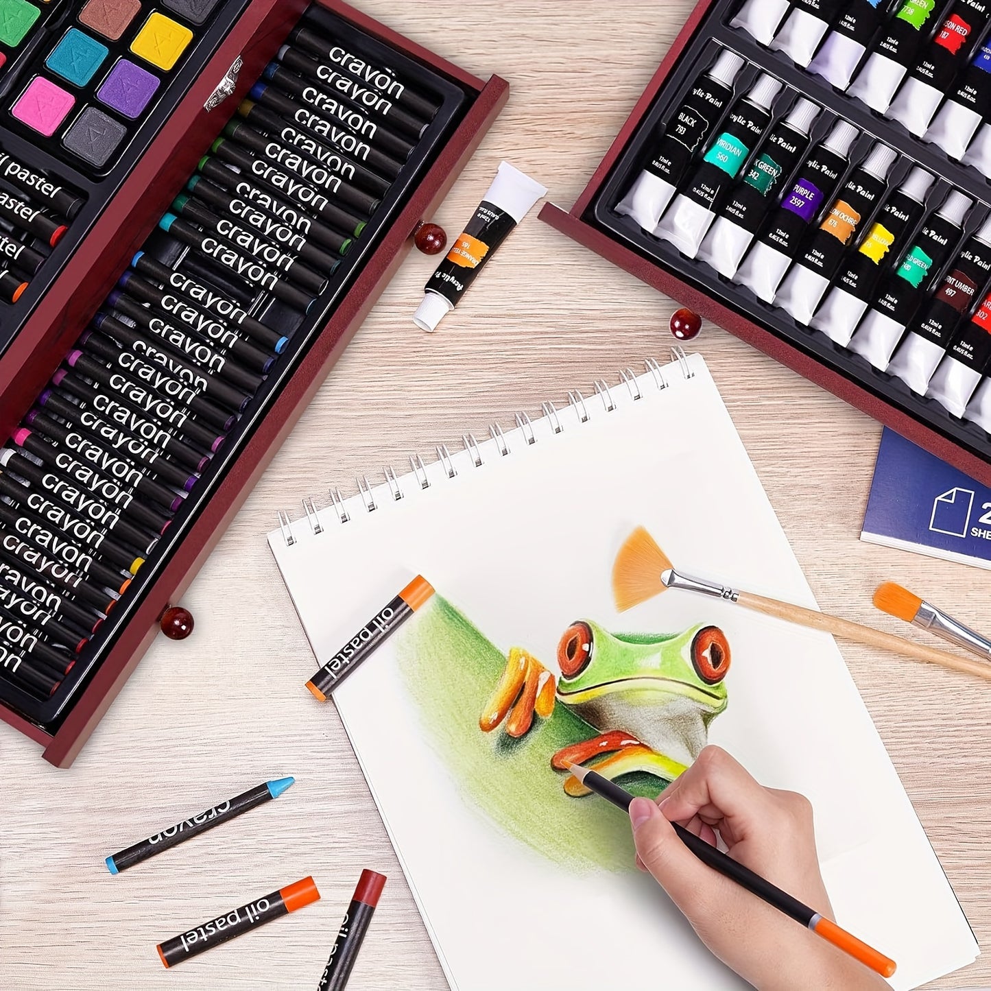 PASAMIC Deluxe Art Set in Wooden Case with 175 Pieces