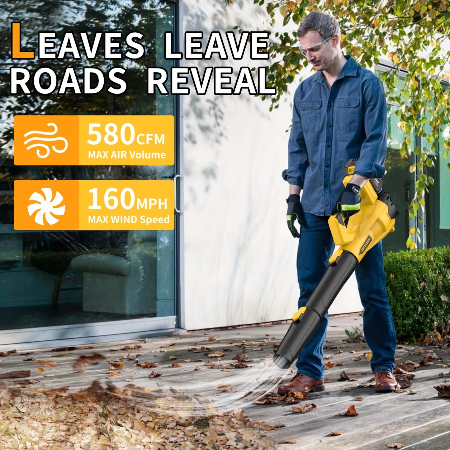 ZNZOEY Cordless Leaf Blower With 4.0Ah Battery And 580CFM