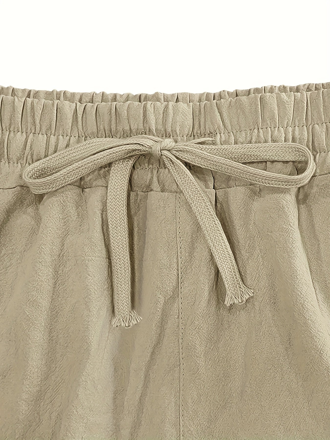 Mens Linen Work Pants Breathable Regular Fit For Casual Wear