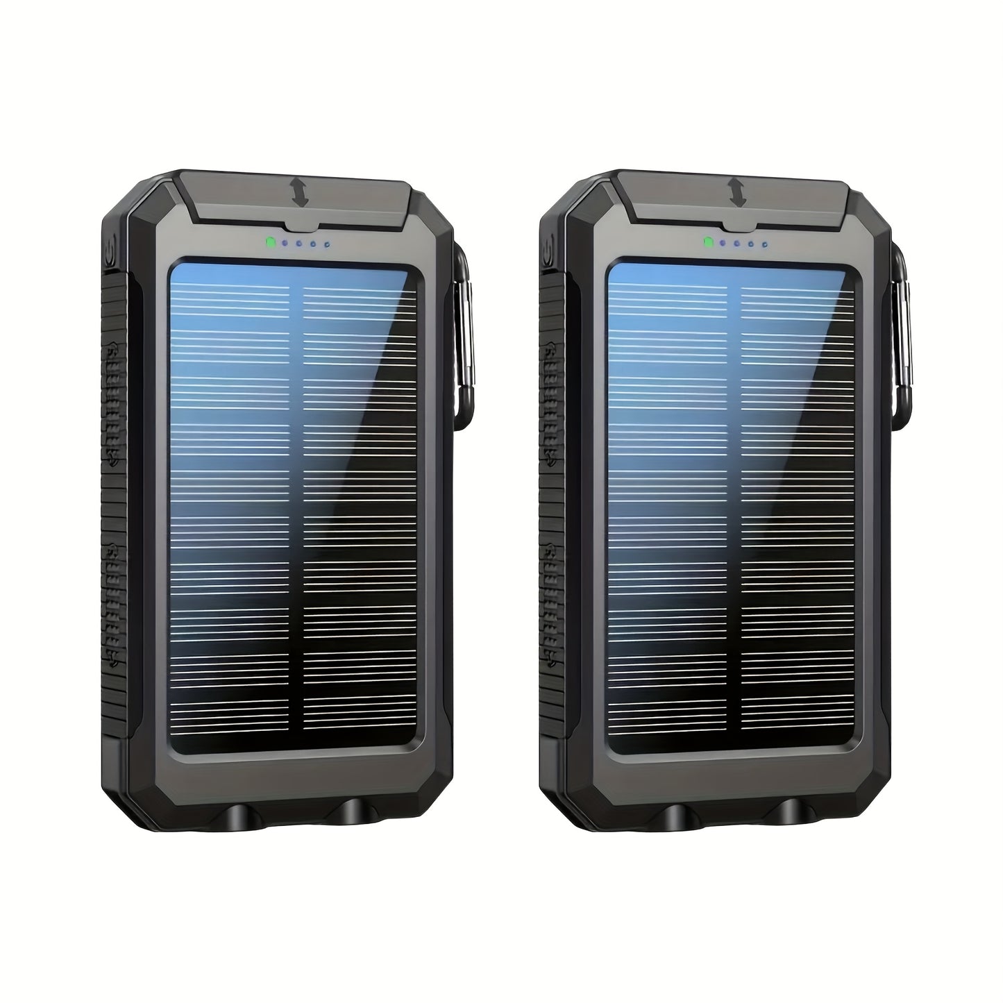2pcs Solar Charger 20000mAh, Portable Dual USB Output Solar Charging Panel, Fast Charging External Battery Pack, Built-in LED Flashlight Emergency Model for Hiking. (Pack of 2), Solar Battery, Portable Power Station with Sola