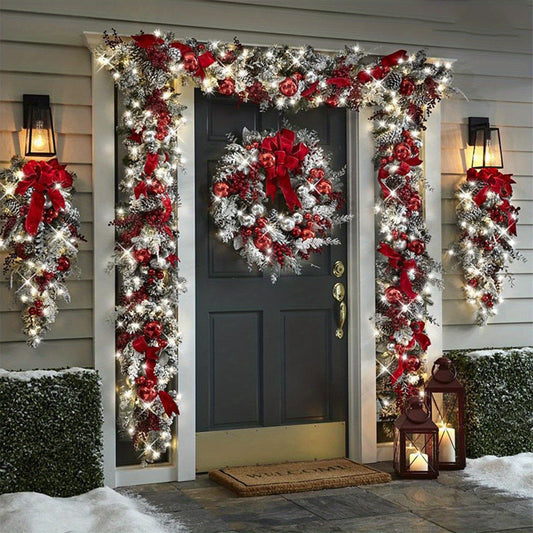 Artificial Christmas Wreaths Set Of 3 For Front Door Decor