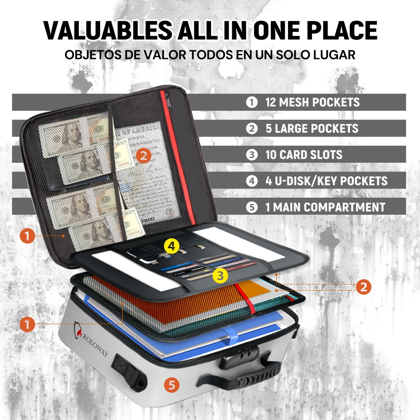 1pc Fireproof Document Bag With Lock & Reflective Strip (17 X 11.8 X 5 Inch), Important Document Storage Bag With Multi-Layer File Organizers Valentine'S Day