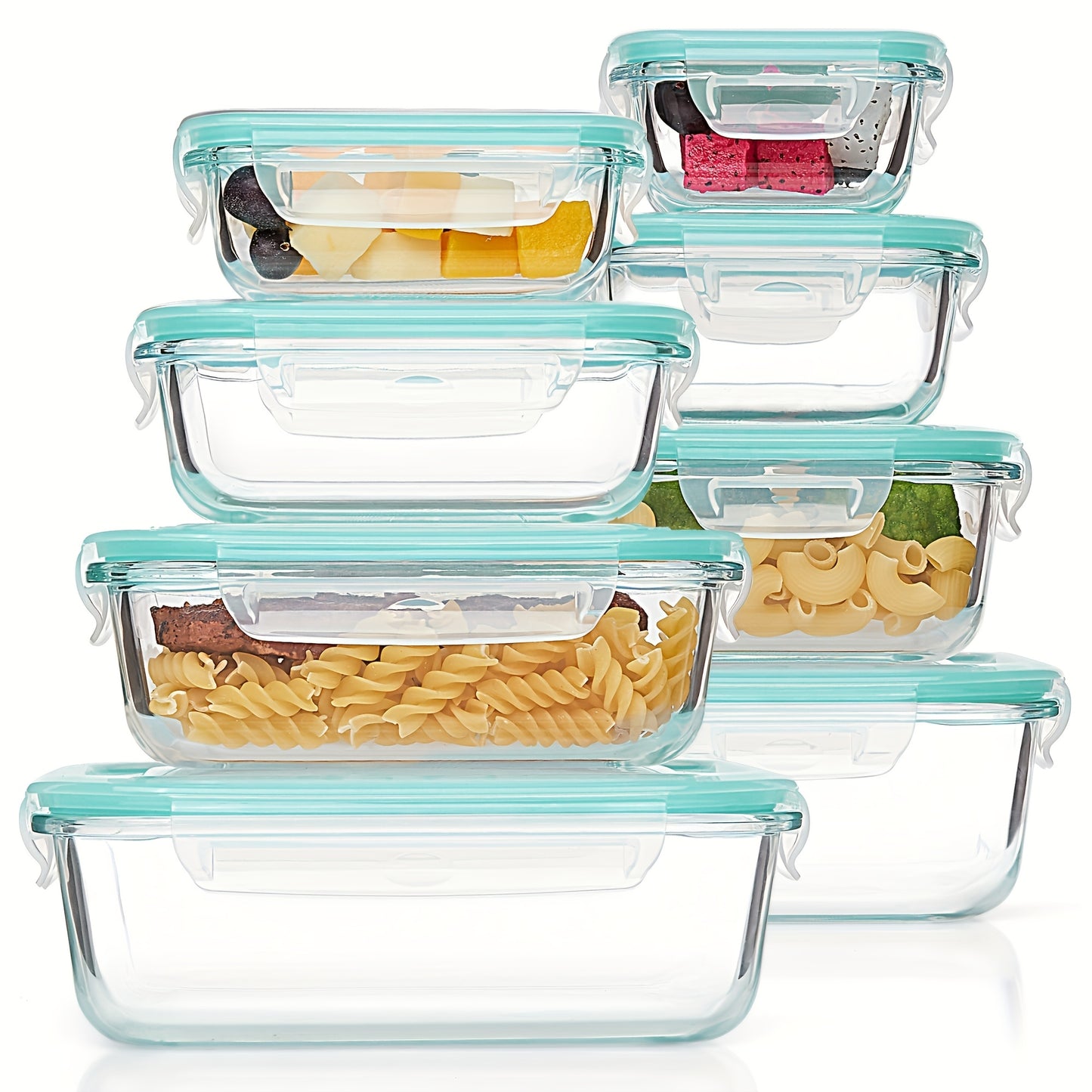 16pcs Sealed Glass Food Storage Containers, Lunch Boxes, Microwave Ovens, Ovens - Perfect For Salads, Fruits, Vegetables, And Sandwiches, Lunch Boxes | Sealed Storage | Durable Glass, Food Storage Containers (8 Lids+8 Contain