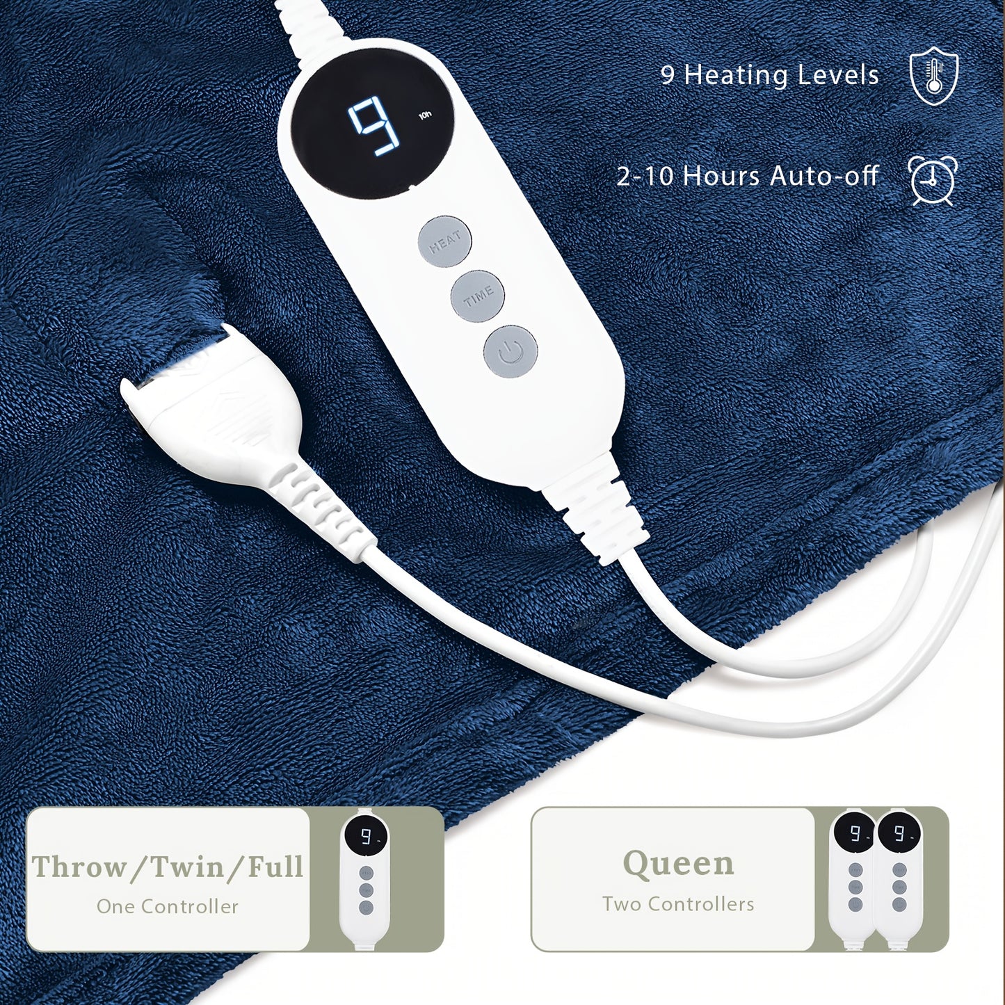 SAMEBED Heated Electric Blanket With Auto Off And 9 Settings