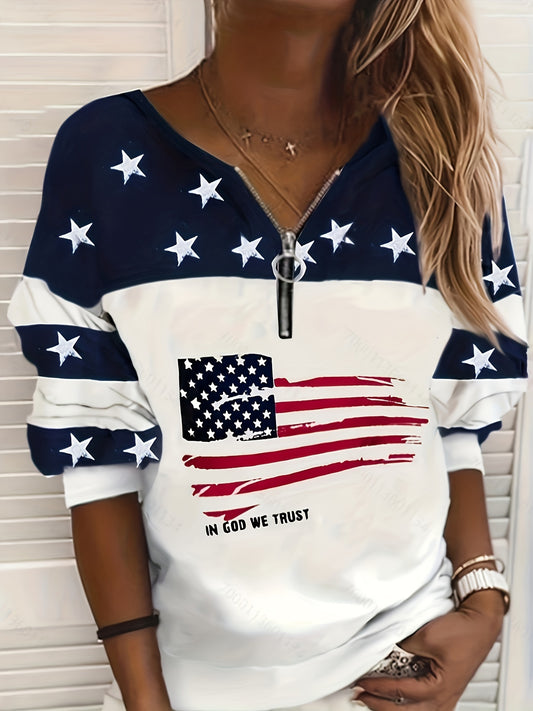 American Flag Sweatshirt - Printed Pullover Zipper Hoodie