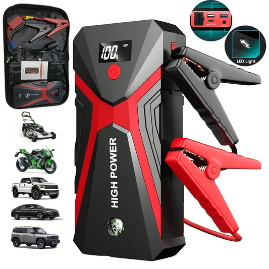5-in-1/9IN1 Portable Car Battery Jump Starter With Tire Inflator 12V Fast Start, Battery Boost, USB I/O, LED Emergency Light, Reliable Power, Roadside/Vehicle Emergency Tools 3000A Portable Wireless Car Jump Starter Battery J