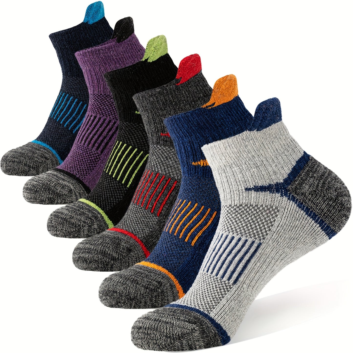 Merino Wool Compression 6 Pairs Ankle Socks for All Seasons