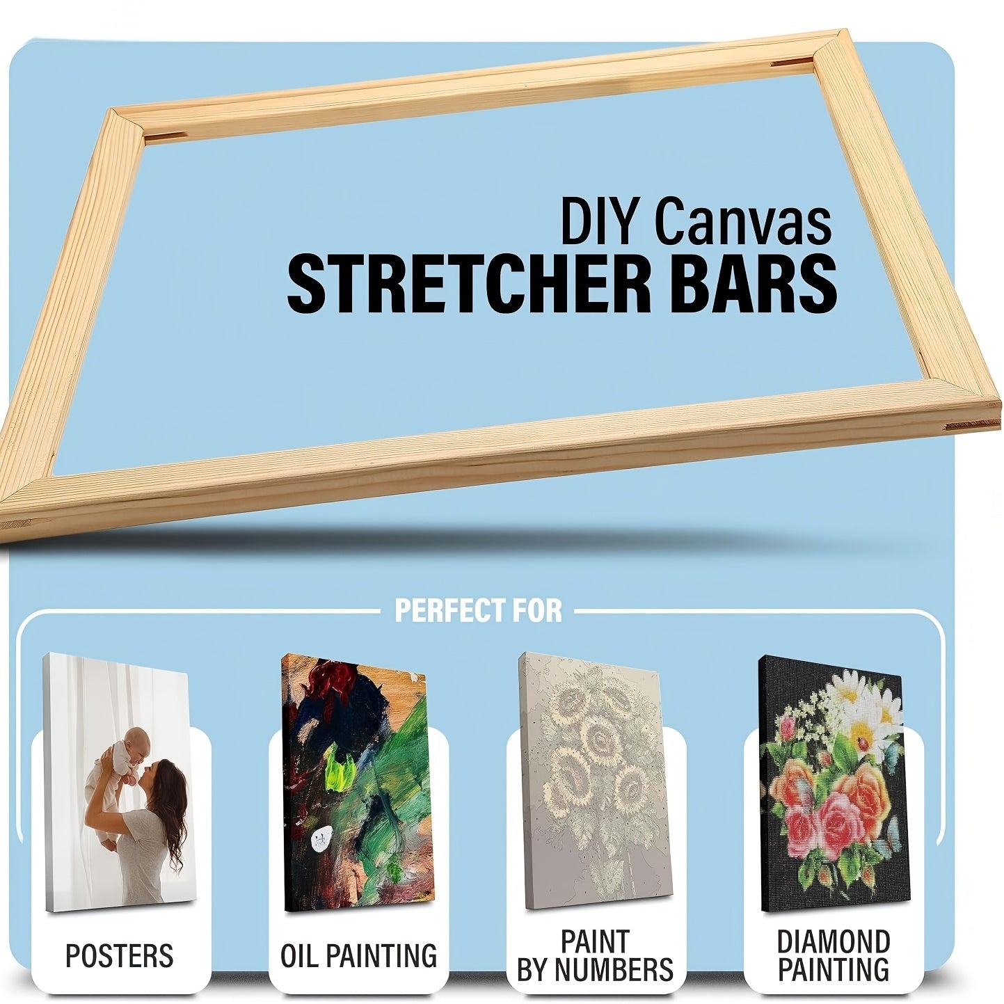 DIY Solid Wood Poster Frame Kit for Oil Painting Artwork