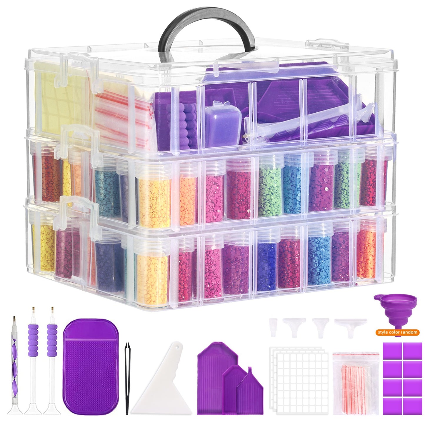 WHONLINE 3 Tier Diamond Painting Storage Container 100 Slots Bead Organizer