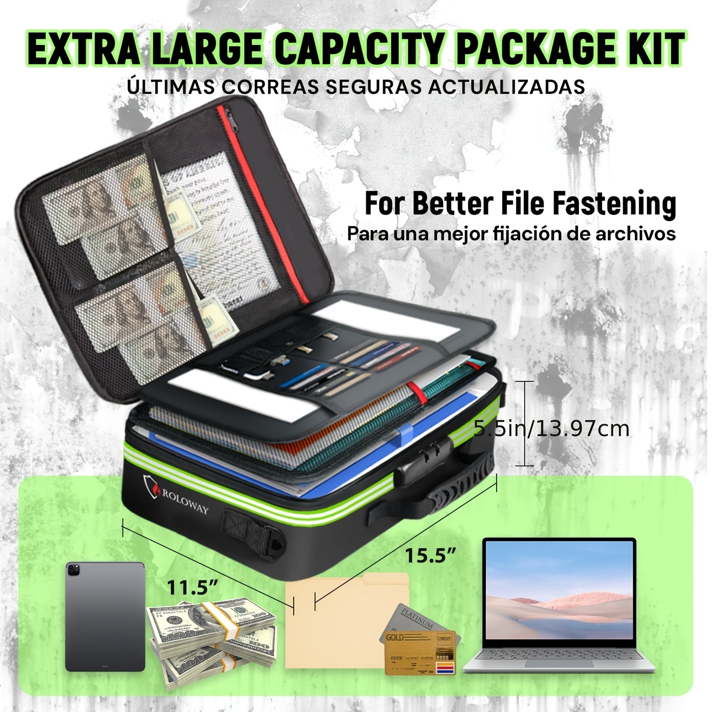 1pc Fireproof Document Bag With Lock & Reflective Strip (17 X 11.8 X 5 Inch), Important Document Storage Bag With Multi-Layer File Organizers Valentine'S Day