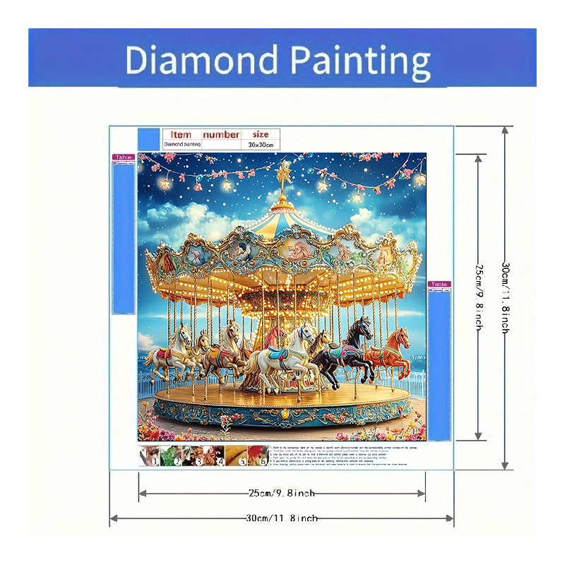 5D Diamond Painting Round Crystal Diamonds 3D Landscape Carousel Art