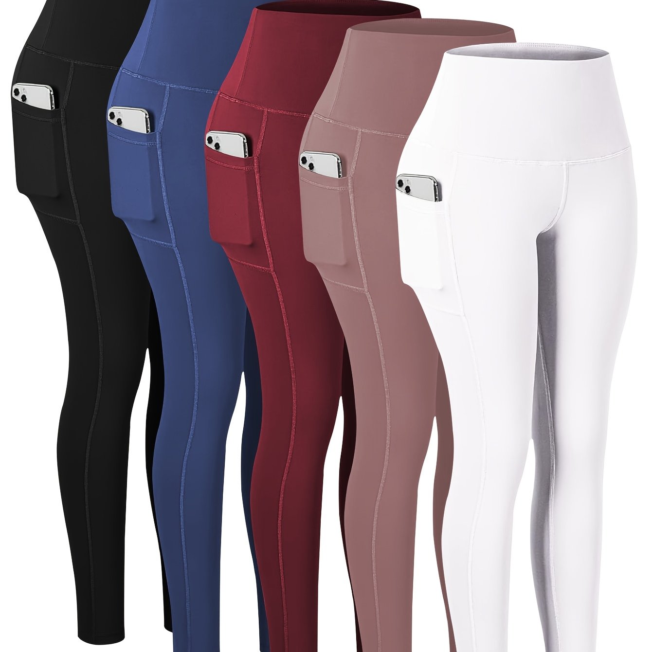 Women's Plus-Size High-Waisted Yoga Pants With Pockets