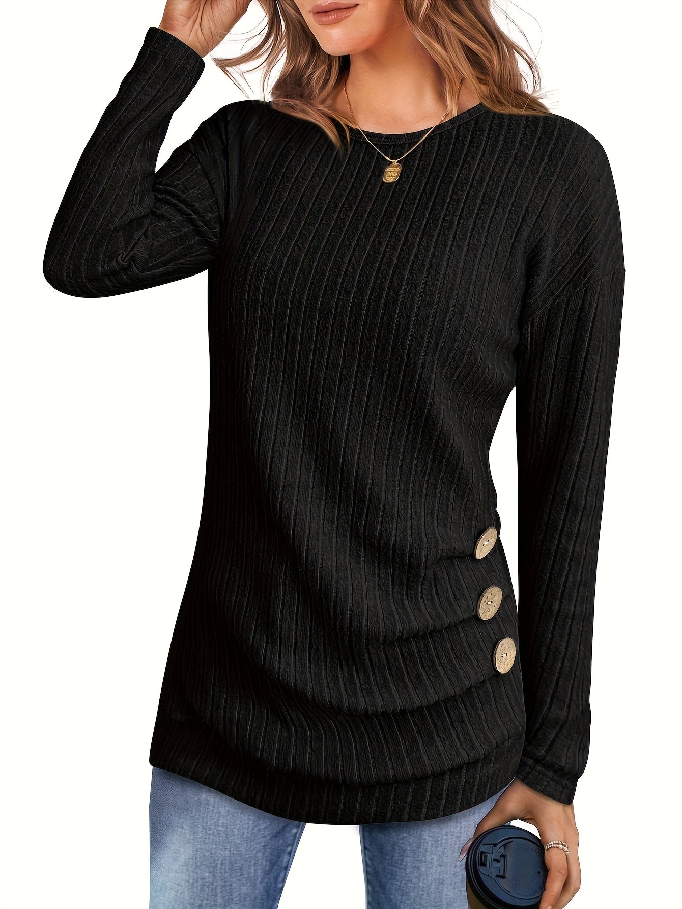 Women's Long Sleeve Cropped Button Shirt Lightweight Sweater