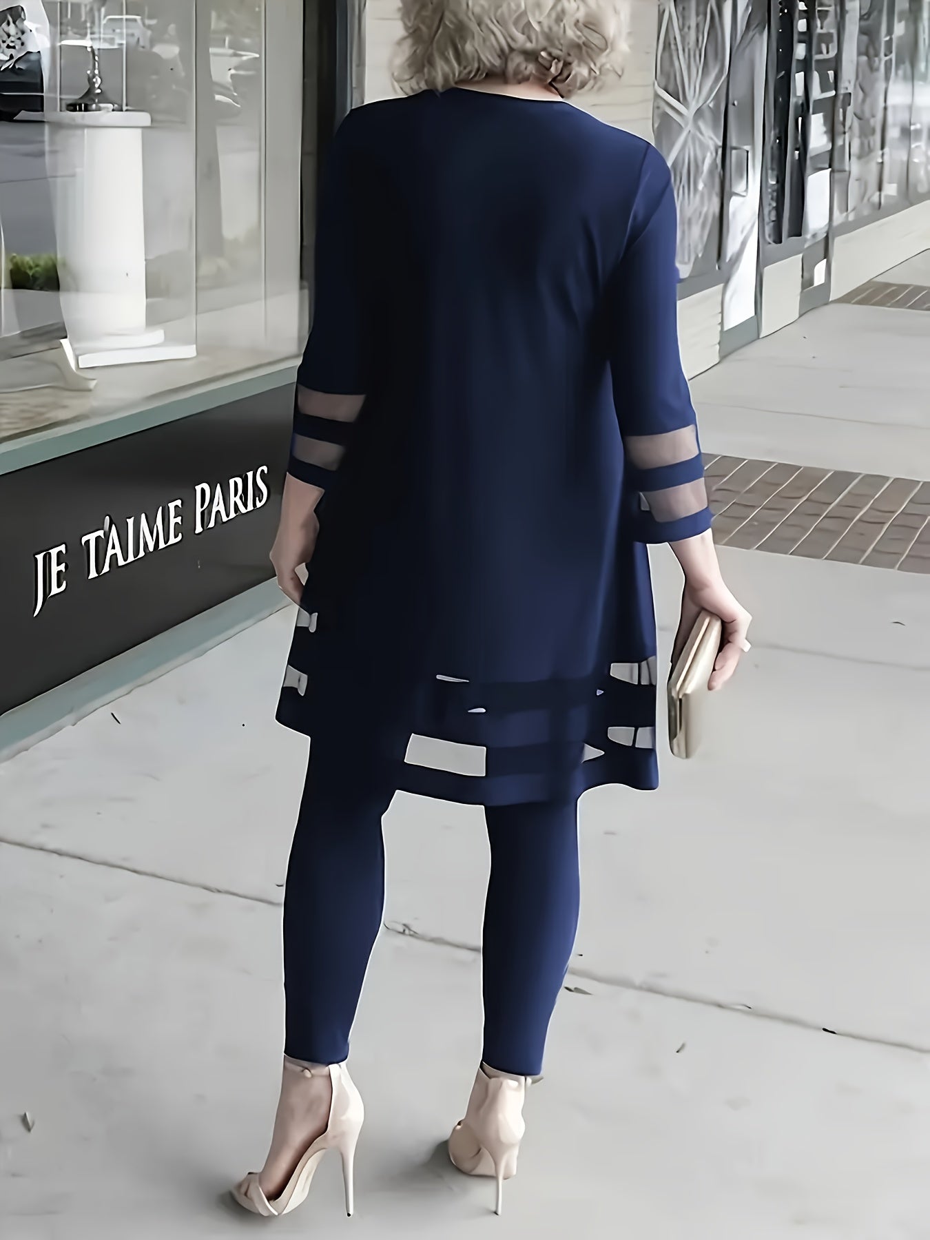 Women's Two-Piece Outfit With Mesh Detail Polyester