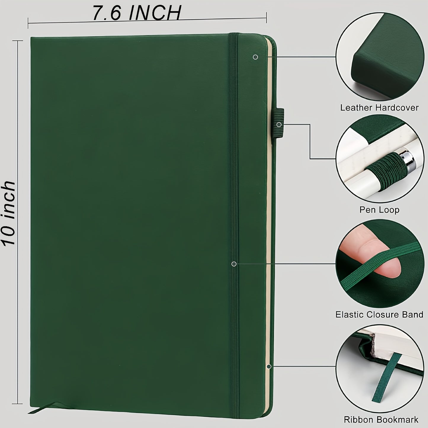 Leather Hardcover Lined Notebook 200 Pages With Index Stickers