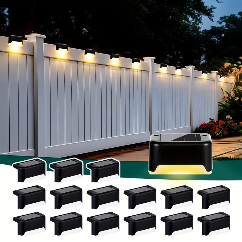 32pcs/16pcs Solar Powered LED Deck Lights - Auto On/Off, 12 Hours Continuous Lighting For Outdoor Stairs, Fence, Pathway, Ideal Step Light For Commercial Spaces Like Malls, Hotels, And Libraries, Fence Lights For Business,Gre