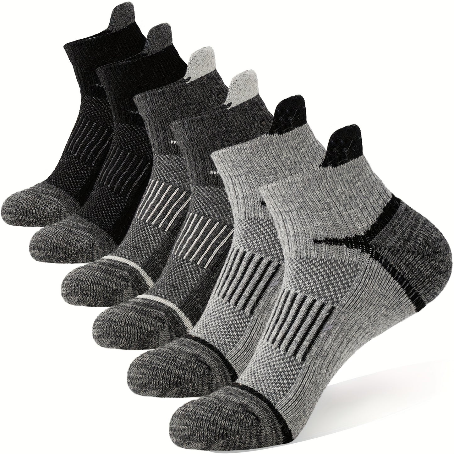 Merino Wool Compression 6 Pairs Ankle Socks for All Seasons
