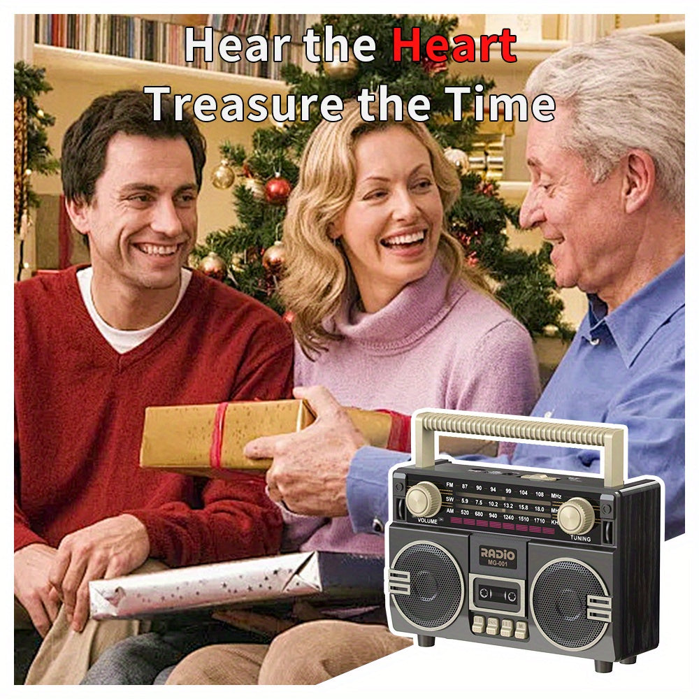Portable FM/AM/SW Radio- Solar & USB Powered, 1200mAh Lithium Battery, Wireless, Support TF Card/USB/AUX Playback,Compact Design with Ergonomic Handle & Speaker - Ideal for Indoor/Outdoor, Camping, Emergencies - Solar-Powered