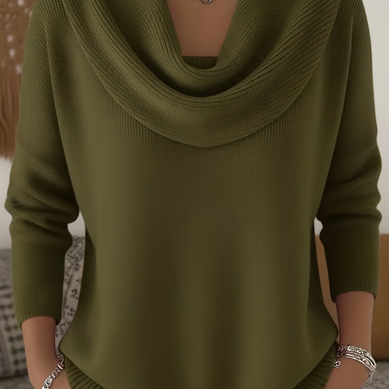 Women'S Cozy Lapel - Plain Long Sleeve Sweater, Coated Collar Style, Relaxed Casual Top for Fall And Winter, Washable And Easy to Store, Ideal for Everyday Or Weekend Outfits