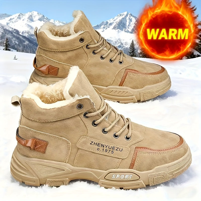Zhenyuezu Winter High Top Fleece Lined Snow Boots Outdoor