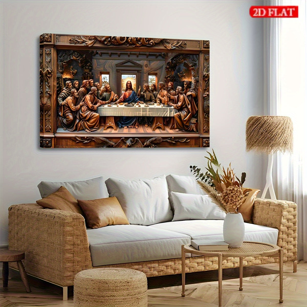 The Last Supper Canvas Painting 2D Framed Wrapped Canvas Wall Art Home Decor