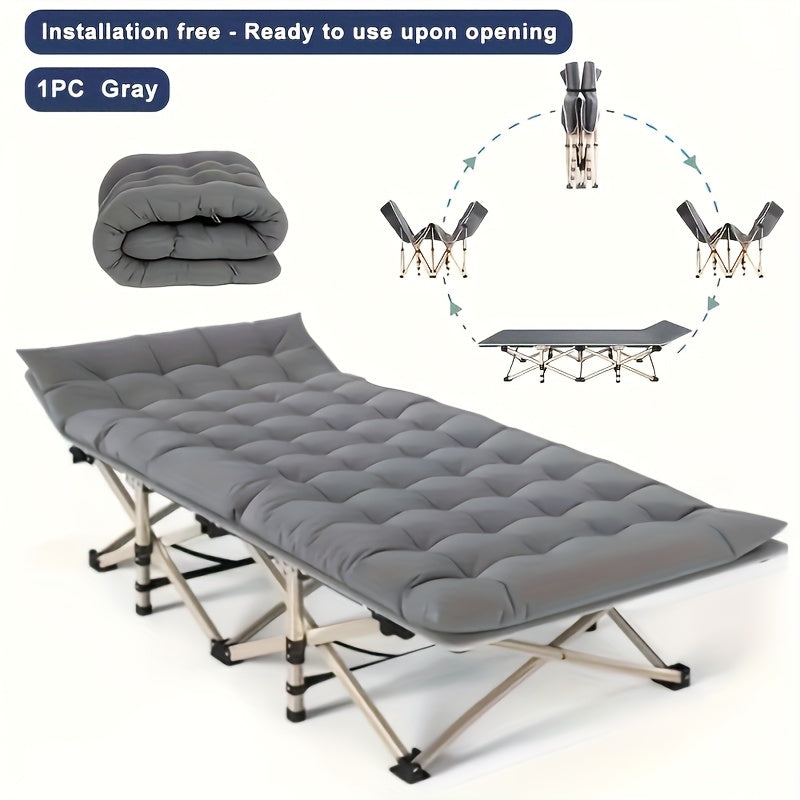 Camping Bed With Mattress And Pillow Steel Frame For Outdoors