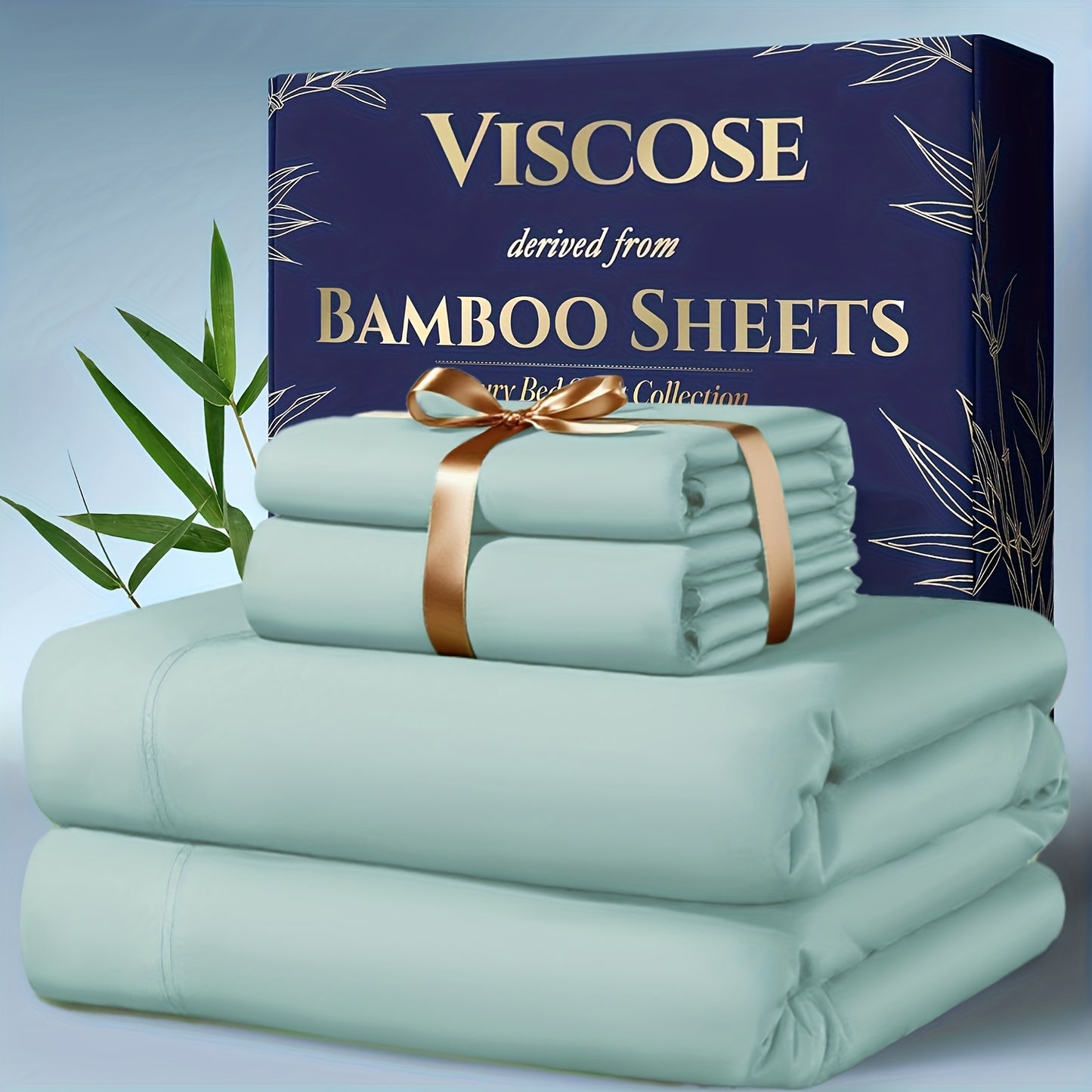 4pcs Bamboo Cooling Bedding - Extra Deep Pocket Breathable And Cooling - Suitable for Hot Sleepers And Sweats, Children Pillowcases, Flat Sheet And Fitted Sheet - A Perfect Gift for Family, Queen And King Sizes, Next Day Deli