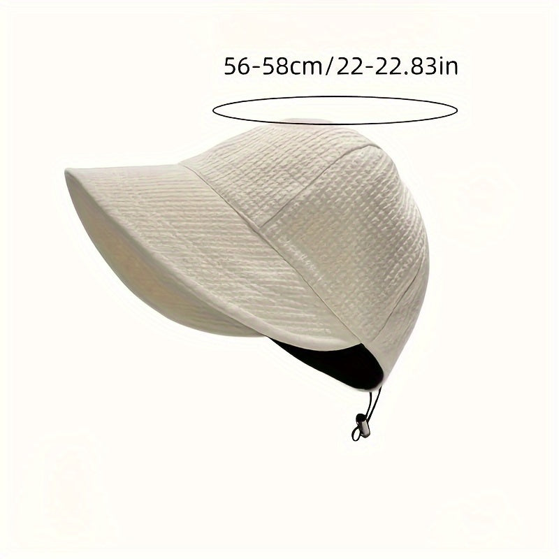 2 Random Color Women's Wide Brimmed Sun Hats, Resistant Hiking And Fishing Hats, Solid Color Fisherman Hats, Adjustable Drawstring Outdoor Beach Sun Hats, Foldable Ponytail Hats