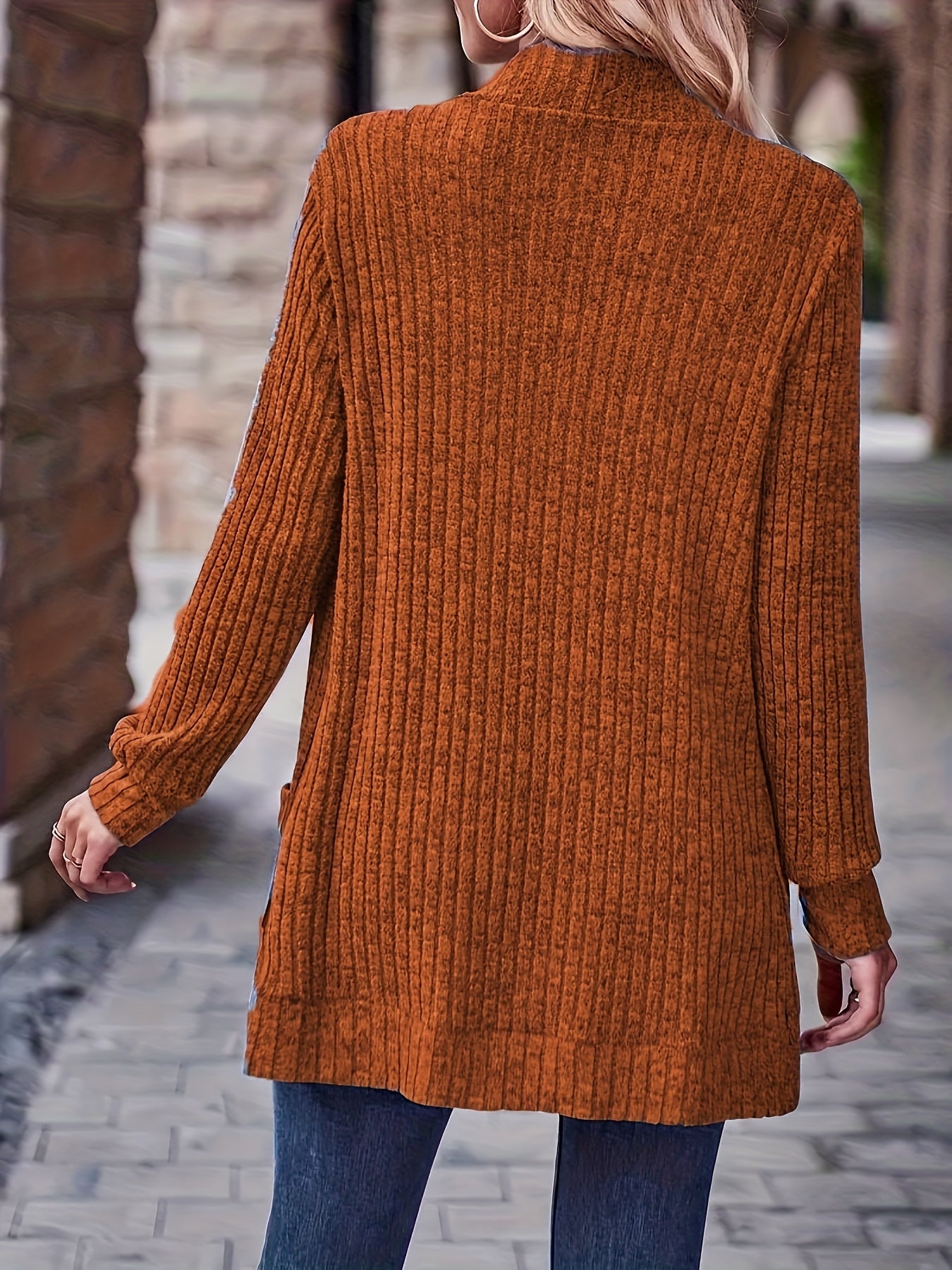 Women's Loose Fit Long Sleeve Blouse With Open Collar Pockets