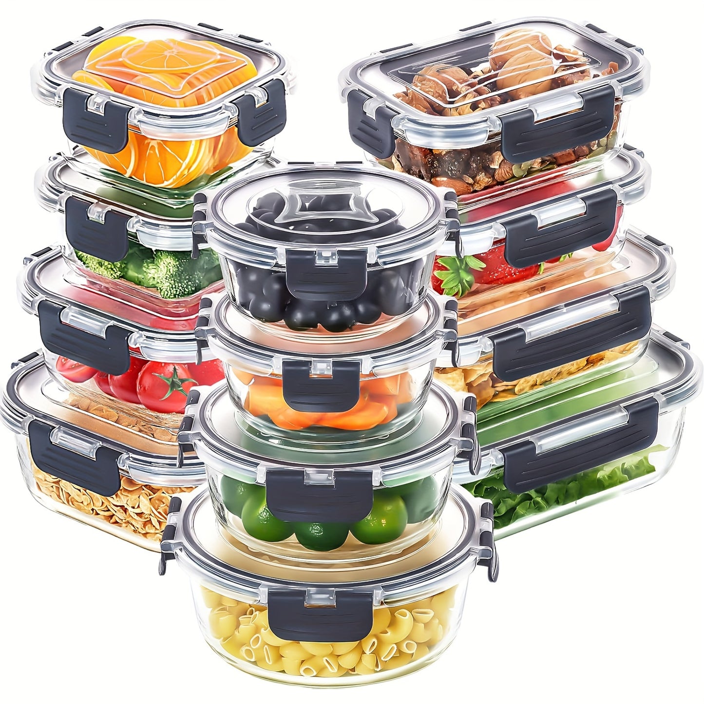SKROAM Glass Food Storage Containers With Lids Leak Proof