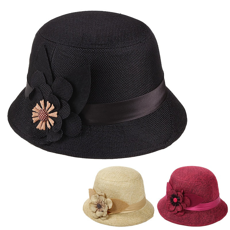 3pcs Set Of Elegant Women's Fishing Hat, Available In Various Colors, Foldable Large Flower Hat, Suitable for Daily Wear, Perfect Gift for Grandmothers, Mothers, And Great-grandmothers.