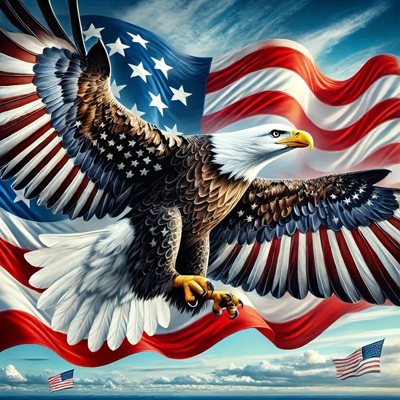 Patriotic Eagle Diamond Art Kit Round Mosaic Wall Decor