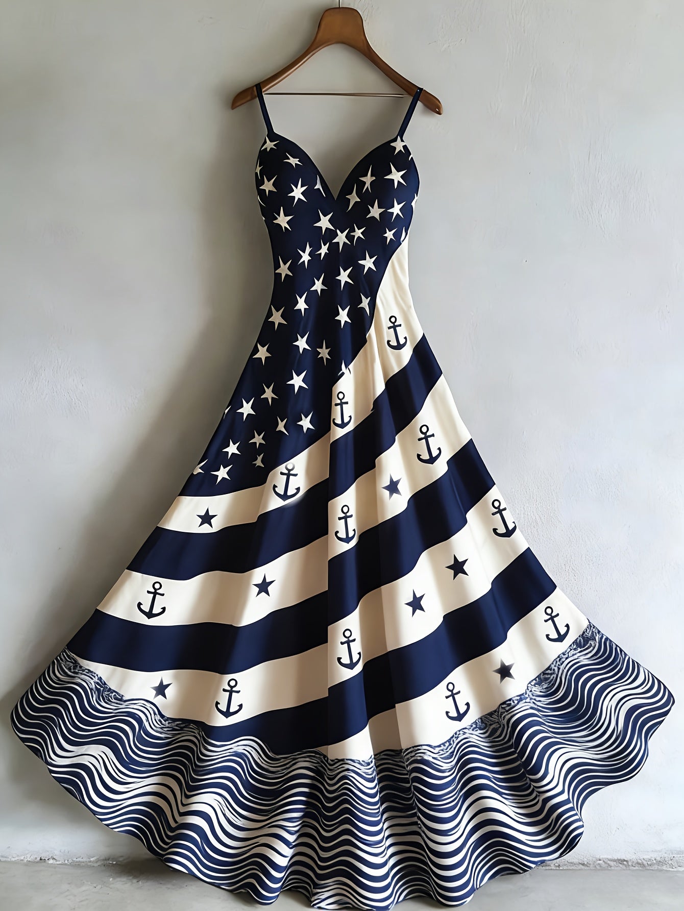 National Flag Maxi Dress A Line Sleeveless V Neck