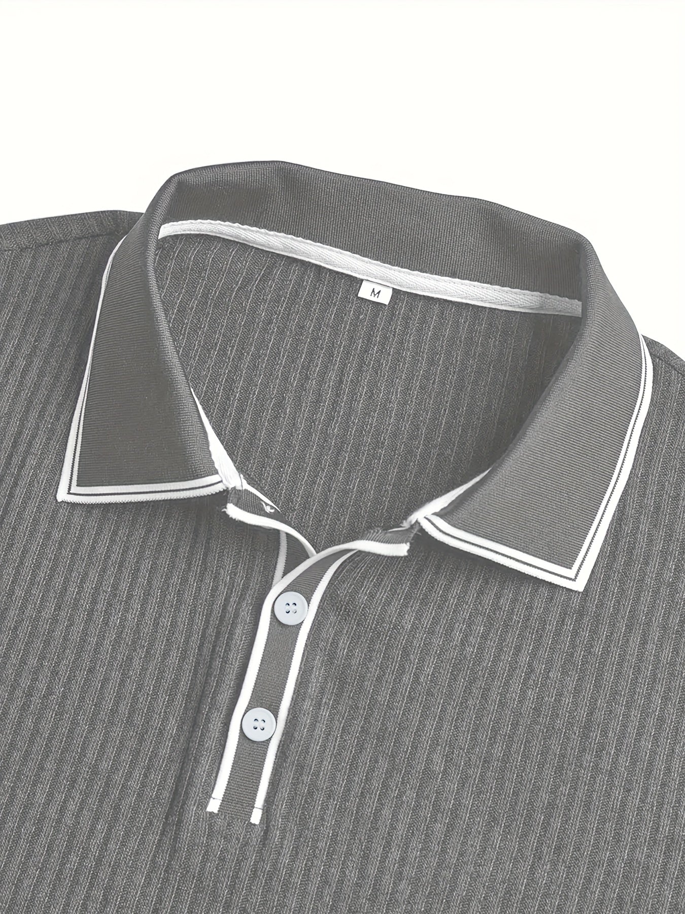 CLQWECollar Men's Polo Shirt Block Pattern Short Sleeve Collar