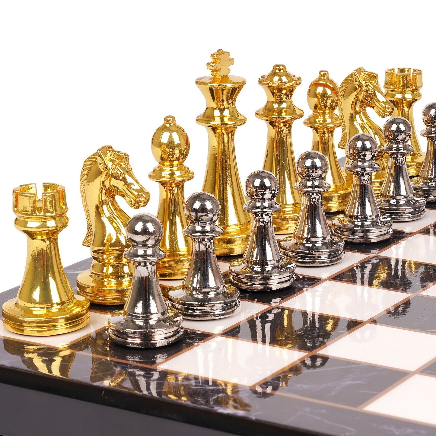 Zinc Alloy Marble Chess Set With Extra Queens Premium Board