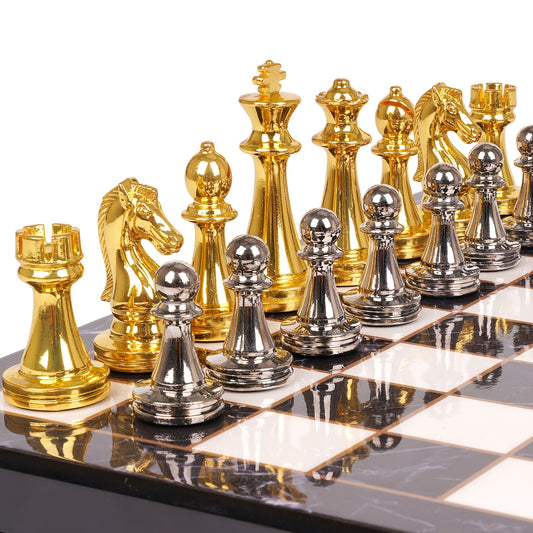 Zinc Alloy Marble Chess Set With Extra Queens Premium Board