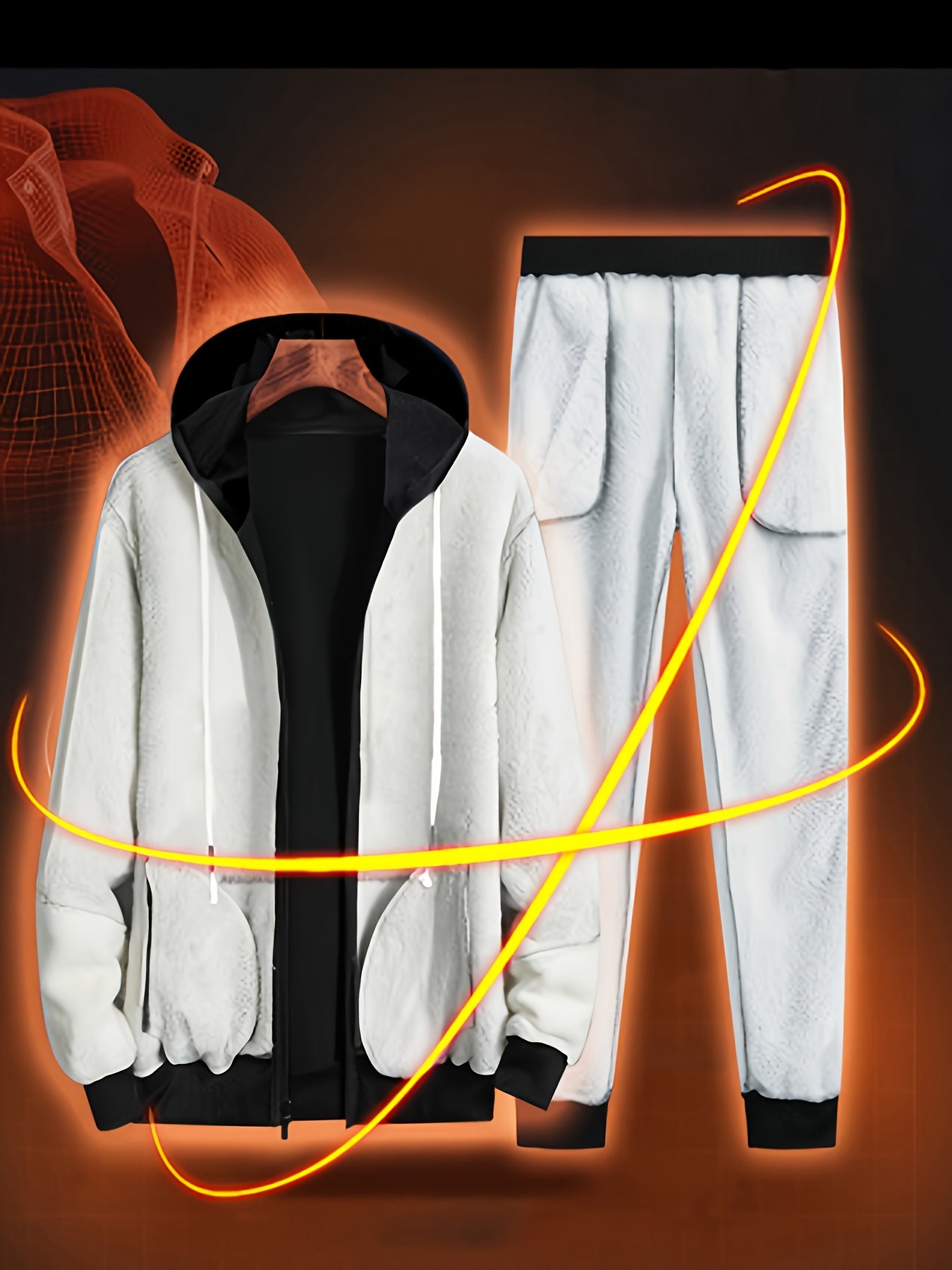 Men's Winter Jacket And Pants Set With Hooded Coat