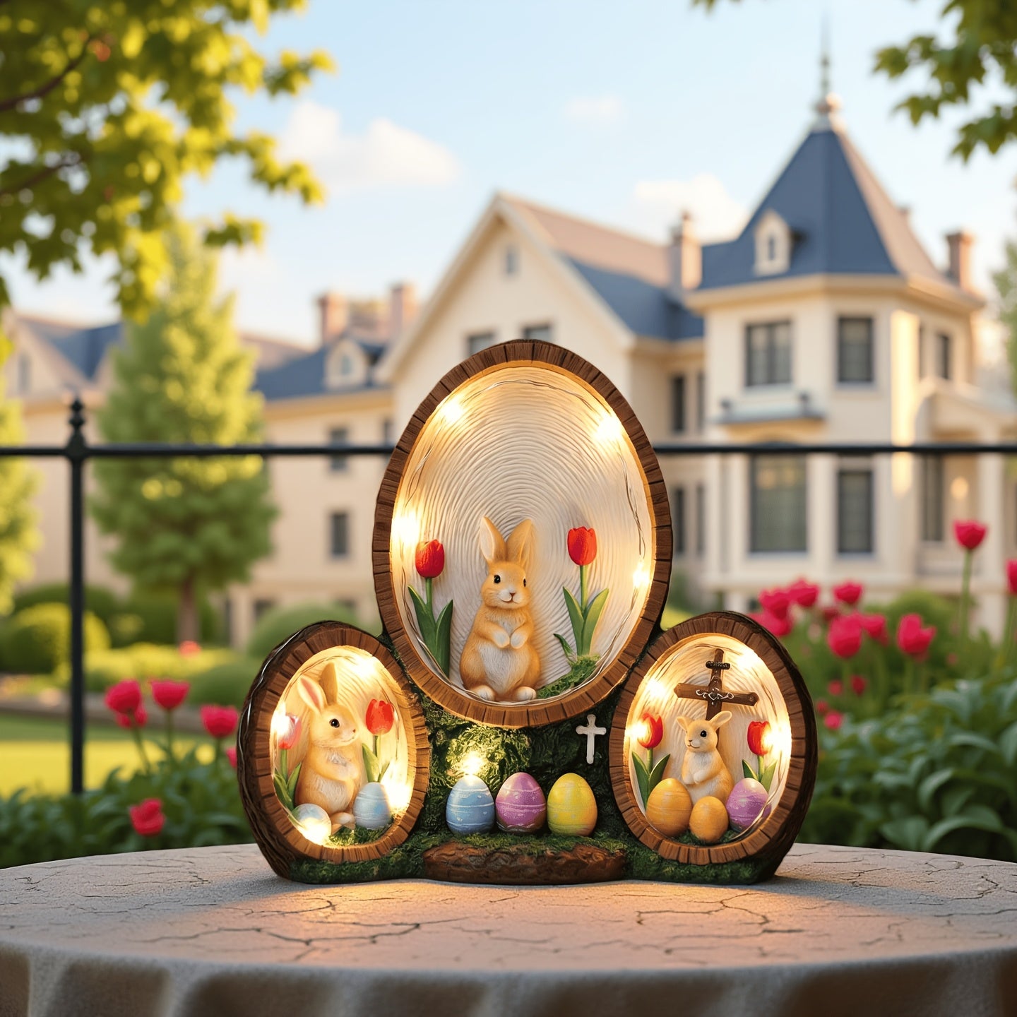 Essential for Easter: Luxurious Handcrafted Resin Tulip Rabbit Egg Ornaments, Decorations Featuring The Cross of, Gifts for Valentine'S Day, And Glowing Home Decor