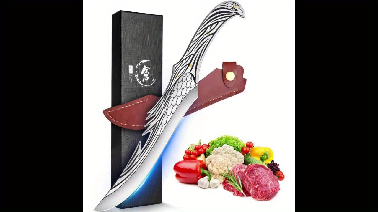 Purple Dragon Viking Boning Knife With Sheath For Meat Filleting