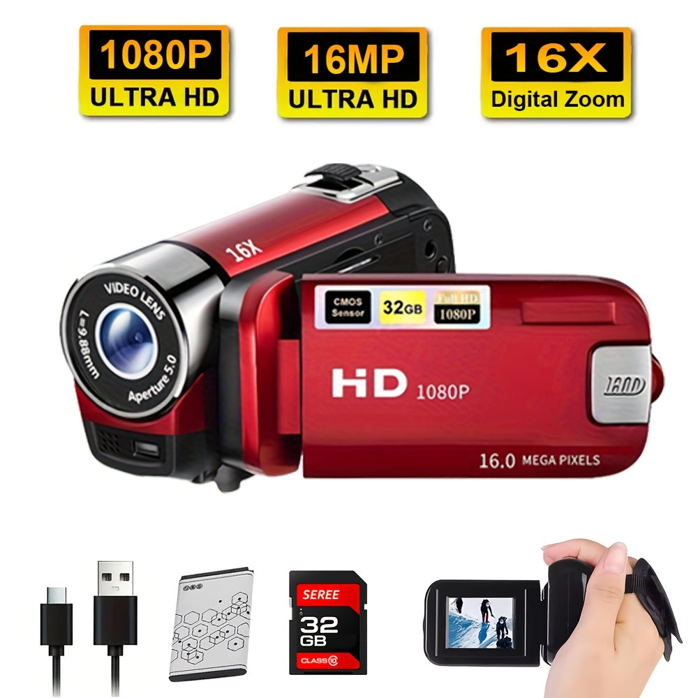 Latest 270° LED Flip Screen Camera: 16x Zoom, 1080P, 2.7" Display, HD Wide Angle. Perfect for Outdoor Shooting, Takes Photos, Uploads to Phone, Camera & Camcorder Combo Easy to Operate, Perfect Gift for Black Friday And Hall