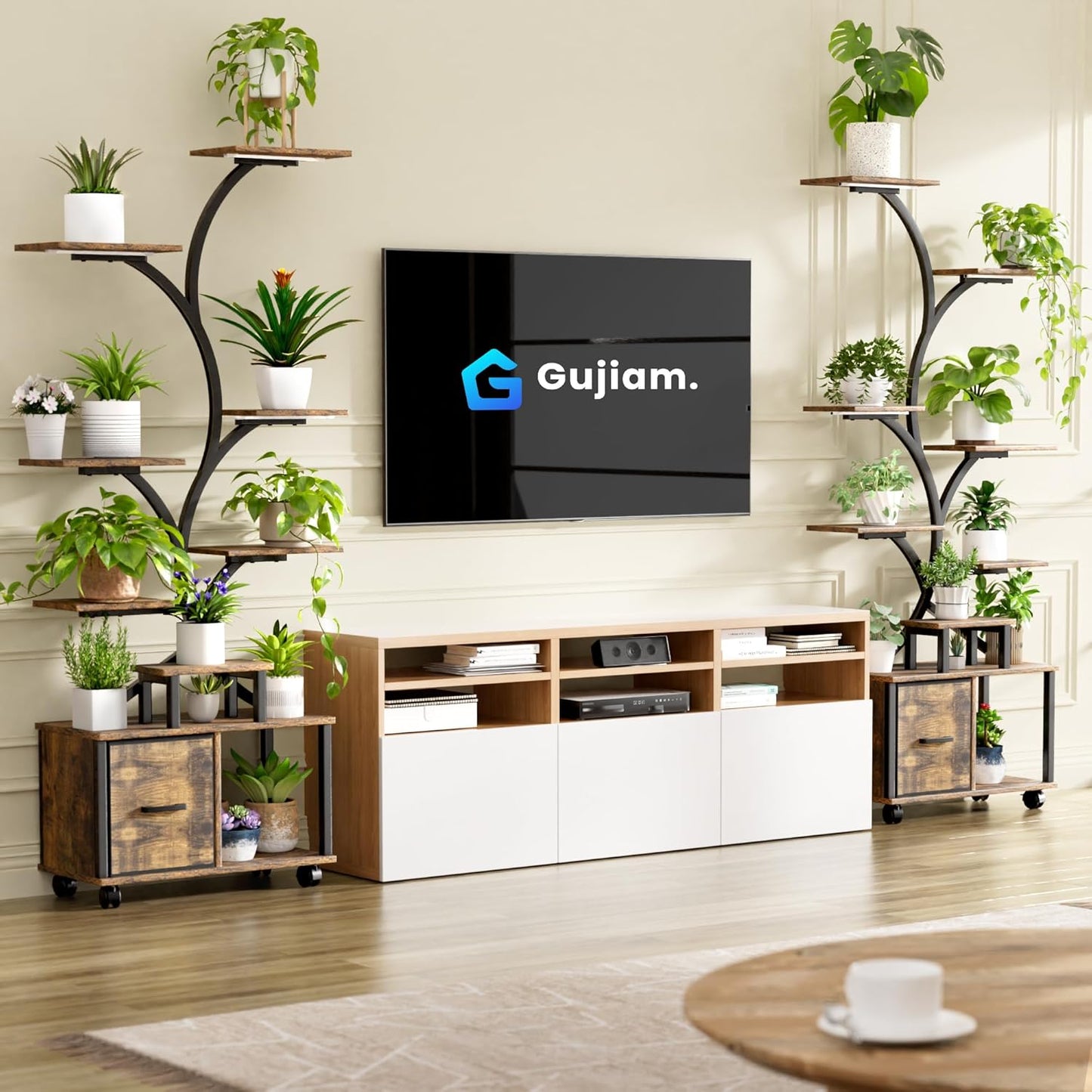 Indoor Plant Stand With Built In Grow Lights And Wheels