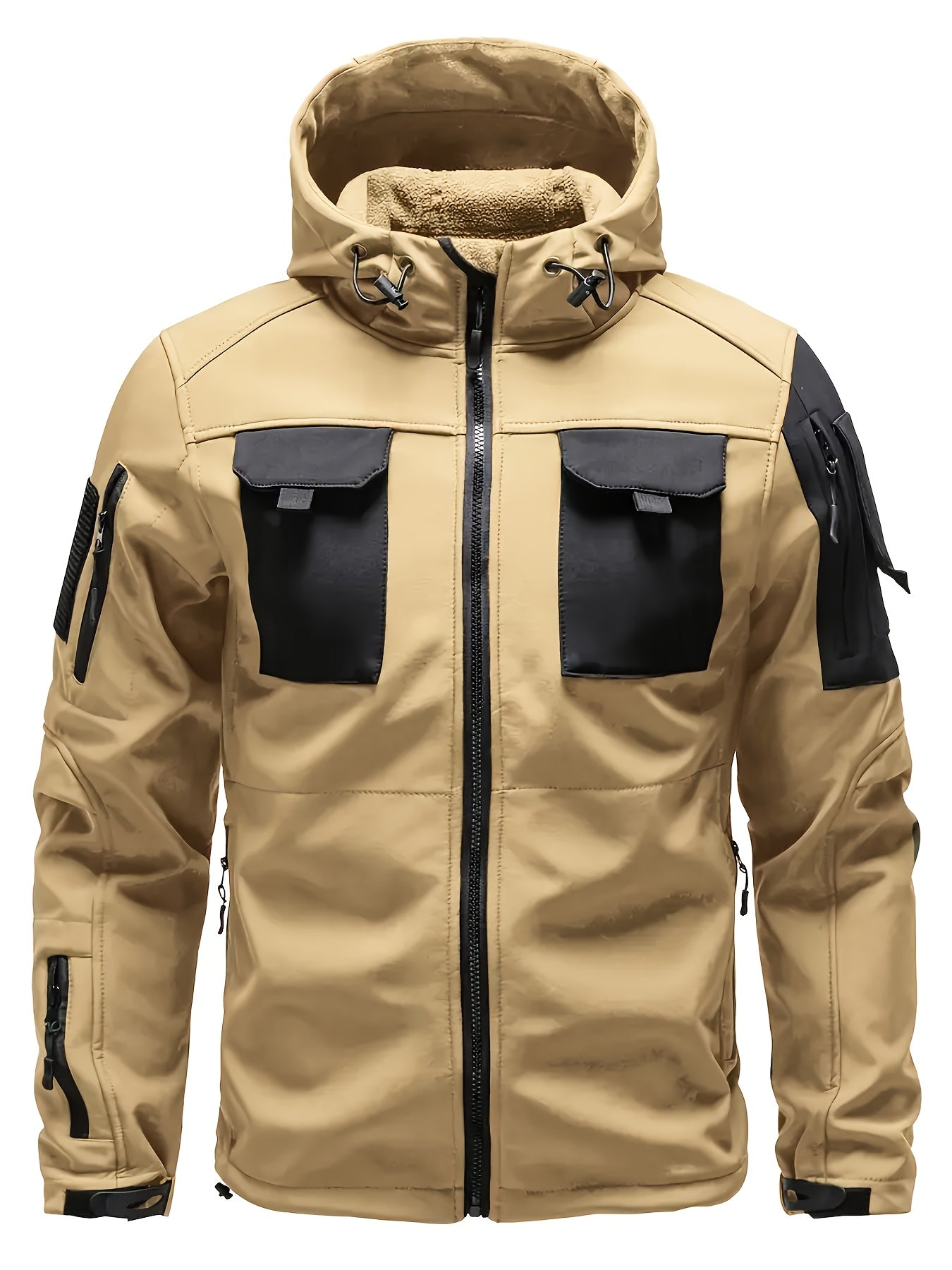 Mens Windproof Lined Hooded Jacket And Pants Set Outdoors