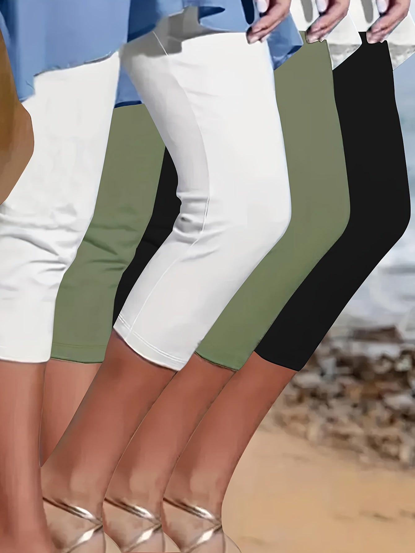 Three-Piece Sports Tights, Plus Yoga Pants And Leggings