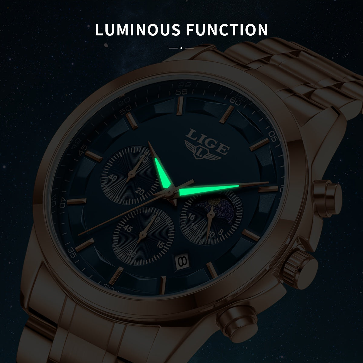 LIGE Luxury Analog Watch for Men and Women Stainless Steel