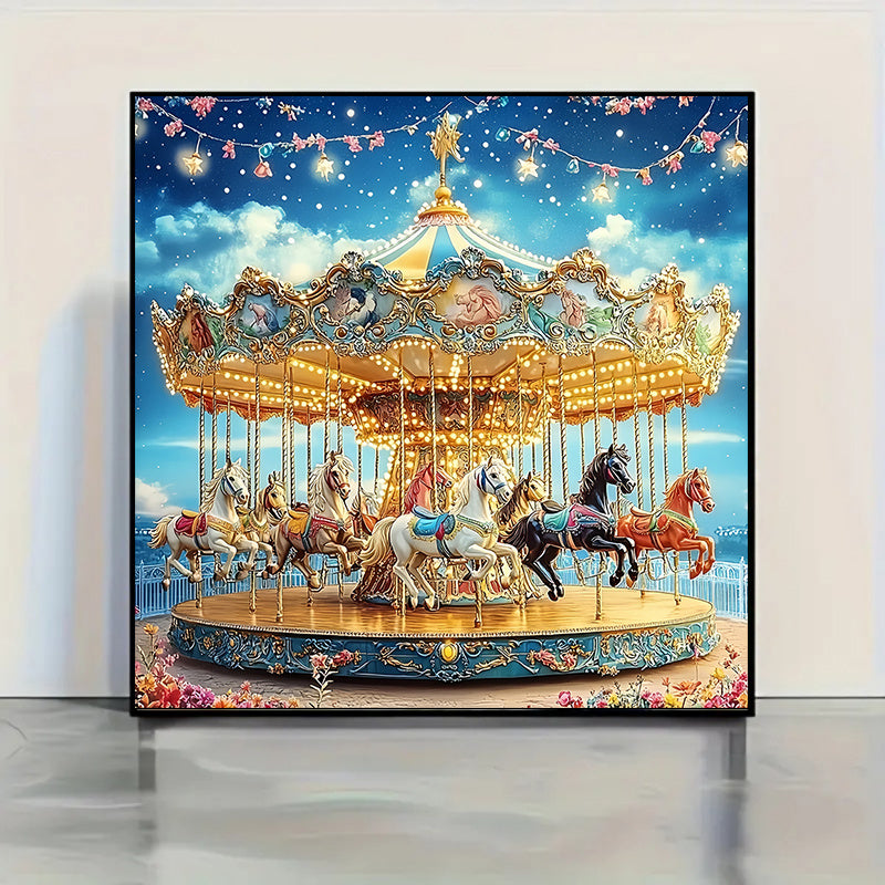 5D Diamond Painting Round Crystal Diamonds 3D Landscape Carousel Art