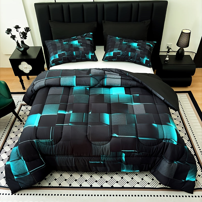 2/3pcs Solid Color Diamond Pattern Large & Extra-Large Bed Sheet Sets Soft Comfortable And Ultra-fine Fiber Filled Lightweight Fabric Breathable Quilt Easy to Take Care Of Equipped with Quilts And Pillowcases Luxurious Qualit