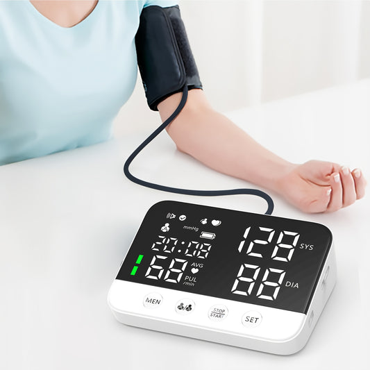Blood Pressure Monitor with Large LED Backlight Screen On The Upper Arm, 240 Sets Of Memory, Automatic Digital BP Machine with Adjustable BP Cuff.