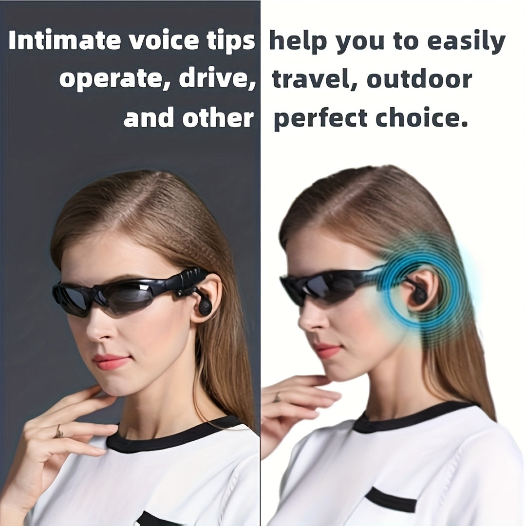 Wireless Glasses Wireless Headset, Support Hands-free Calls And Music, Smart Glasses, Plastic Opening And Closing Design, Volume Control Button, Built-in Condenser Microphone, USB Charging, 30 MAh Rechargeable Polymer Battery