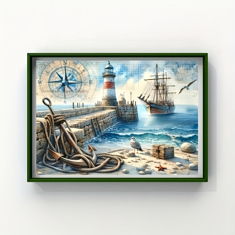 Diamond Beach Landscape Mosaic Art DIY Acrylic Round Diamond Painting