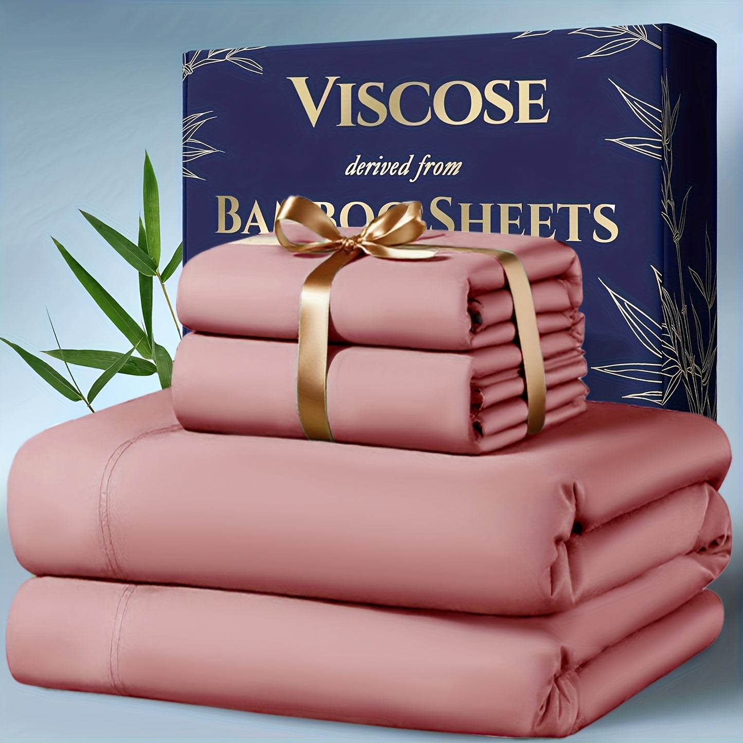 4pcs Bamboo Cooling Bedding - Extra Deep Pocket Breathable And Cooling - Suitable for Hot Sleepers And Sweats, Children Pillowcases, Flat Sheet And Fitted Sheet - A Perfect Gift for Family, Queen And King Sizes, Next Day Deli